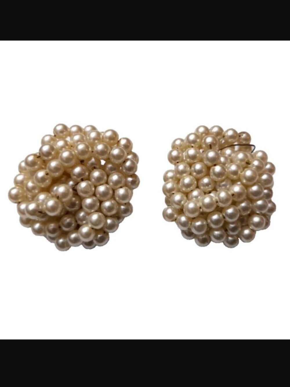 Vintage Earrings Beaded Faux Pearl Twist Clip On MCM Rockabilly Glamor